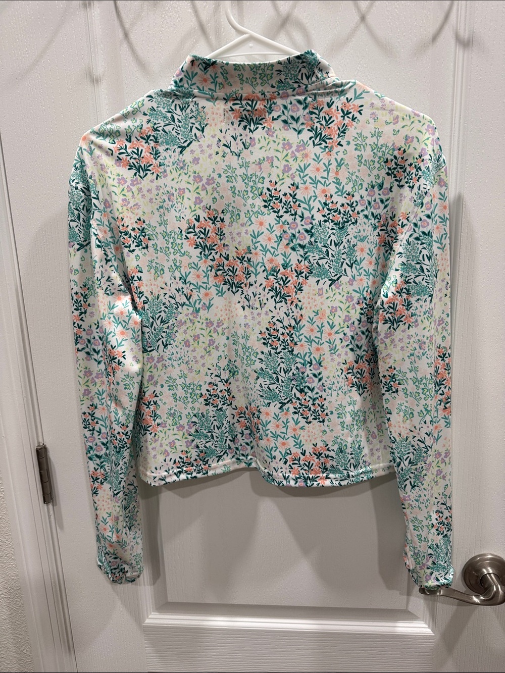 Bad Birdie White Floral Half-Zip Pullover with Pastel Accents - Picture 2 of 3